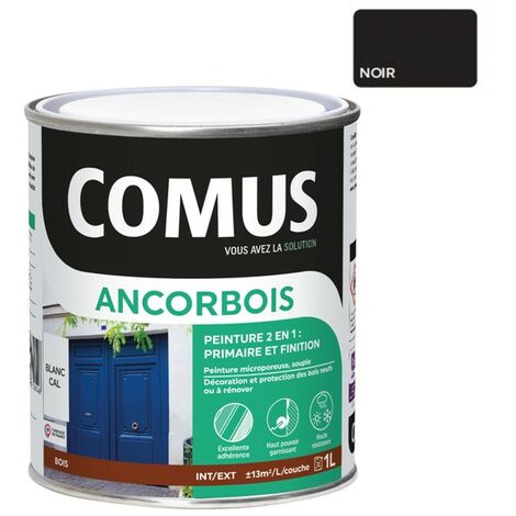 ANCORBOIS noir 1L - Peinture de protection et de décoration microporeuse 2 en 1 bois