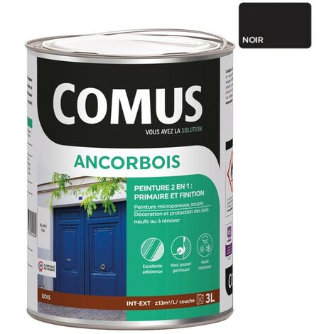 ANCORBOIS noir 3L - Peinture de protection et de décoration microporeuse 2 en 1  bois