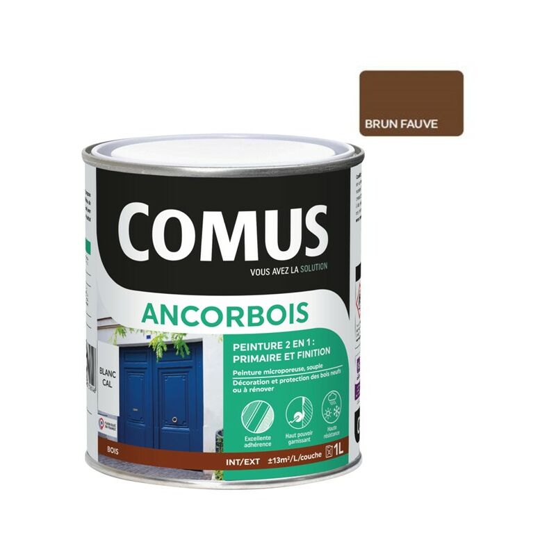 Ancorbois bleu azur ral 8007 1L - Peinture de protection et de décoration microporeuse 2 en 1 bois