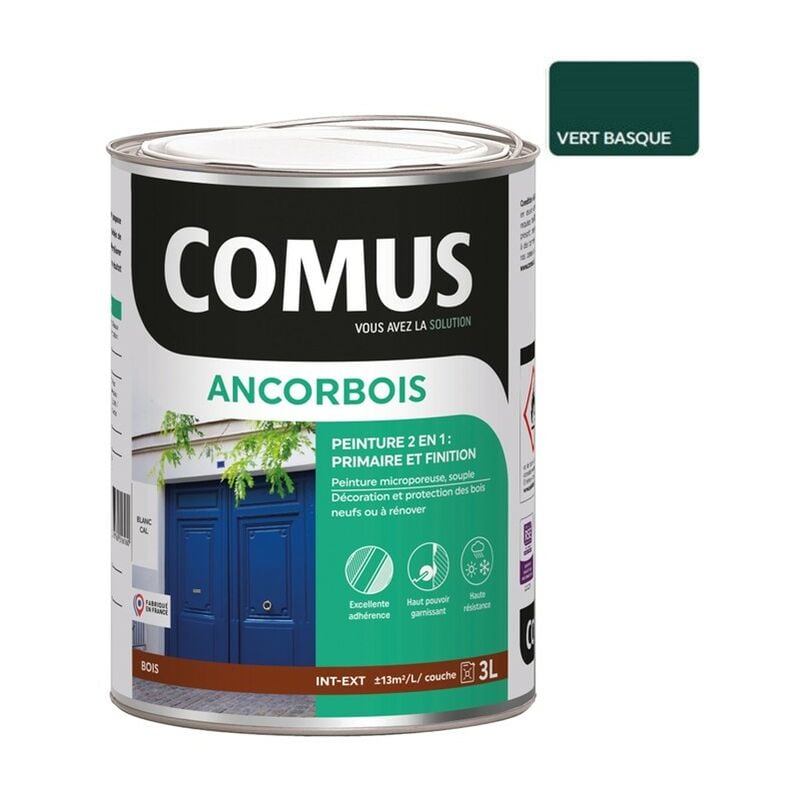 Ancorbois vert basque ral 6005 3L - Peinture de protection et de décoration microporeuse 2 en 1 bois