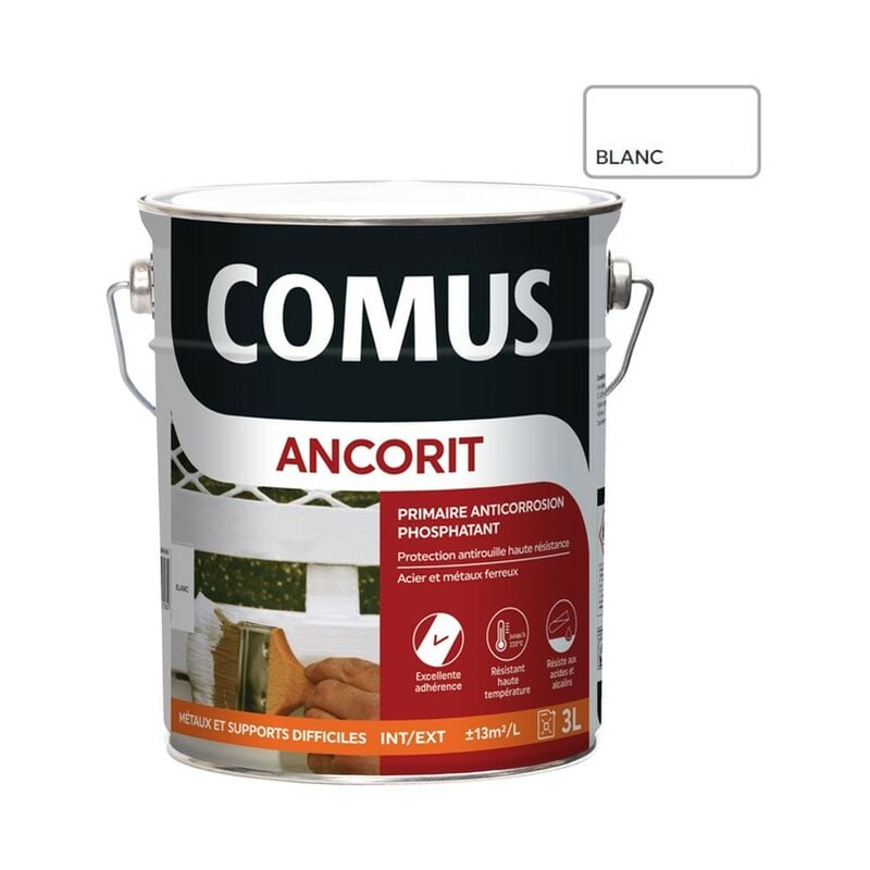 Ancorit 3L blanc - Primaire antirouille phosphatant pour supports ferreux Comus