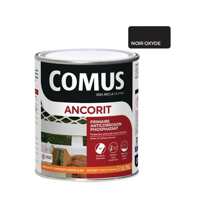 Ancorit noir 0.75L - Primaire antirouille phosphatant pour supports ferreux Comus