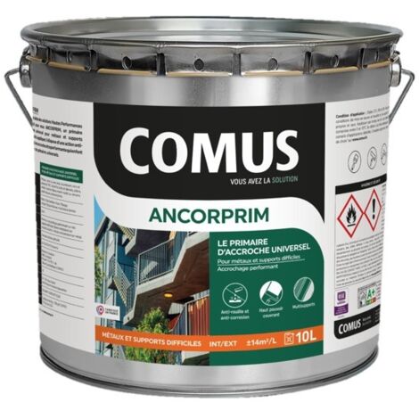 ANCORPRIM blanc 10L Primaire d'accrochage universel pour métaux ferreux et supports difficiles - COMUS