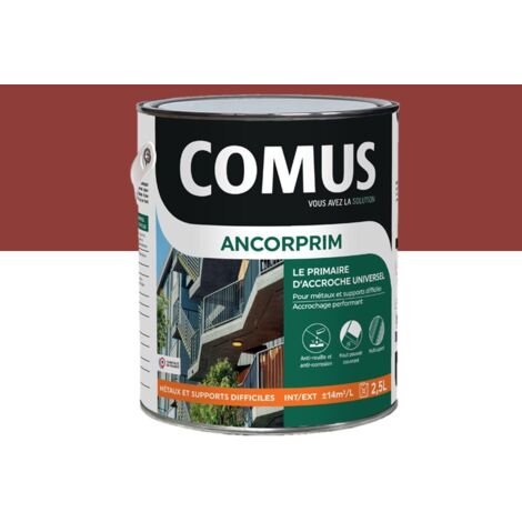 ANCORPRIM rouge 2,5L Primaire d'accrochage universel pour métaux ferreux et supports difficiles - COMUS