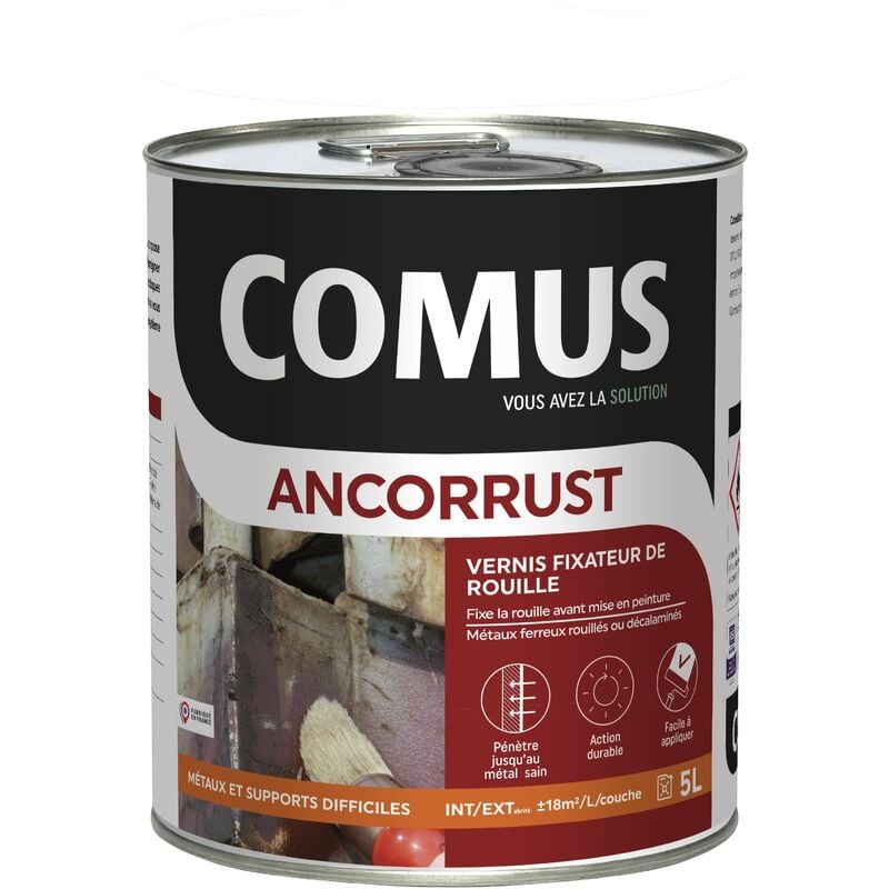 Comus - ancorrust 5L - Vernis fixateur de rouille avant mise en peinture incolore