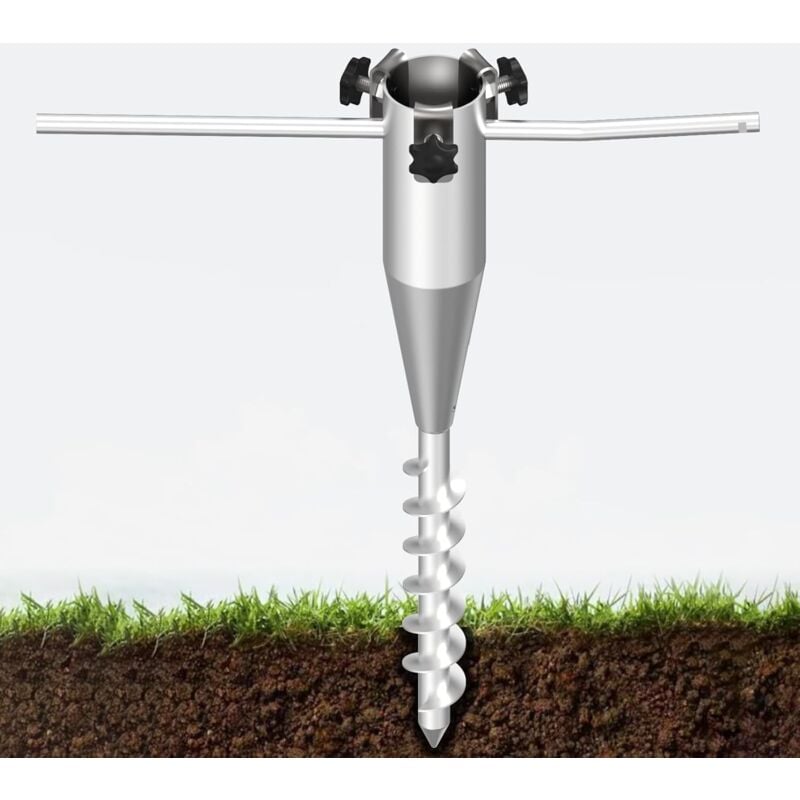 Ancrage au sol sans creuser avec 5 vis en spirale, ancrage pour parasol de plage, ancrage pour sable, spirale robuste et antirouille pour parasol de