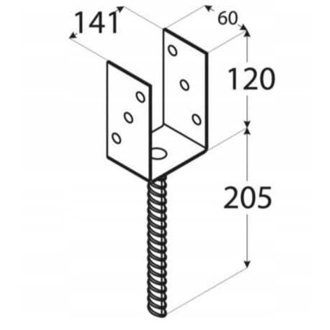Ancrage de base de poteau 141 x 120 x 60 mm pour scellement, galvanisé
