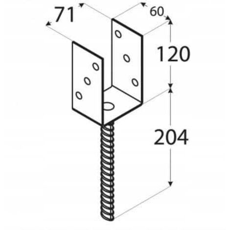 Ancrage de base de poteau 71x120x60mm or