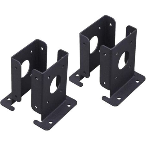 Ancrage de poteau robuste Pergola de support stable Support de poteau de boîte aux lettres, 4 ancrages stables pour pergola, demi-base noire pour poteaux en