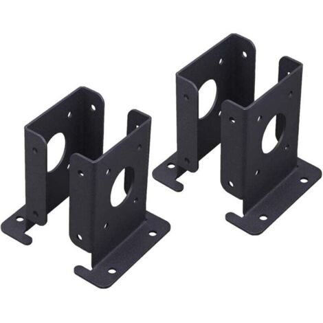 Ancrage de poteau robuste Pergola de support stable Support de poteau de boîte aux lettres, 4 ancrages stables pour pergola, demi-base noire pour poteaux en