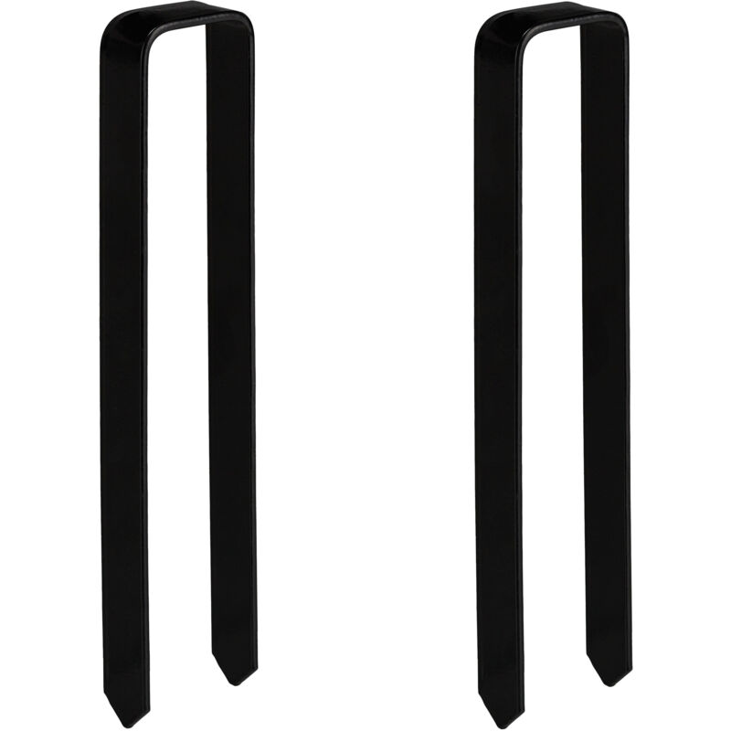 Piquets de fixation, lot de 2, pour arches de rosiers, acier, HxLxP: 30x6x2,5 cm, design u, stables, noir - Relaxdays