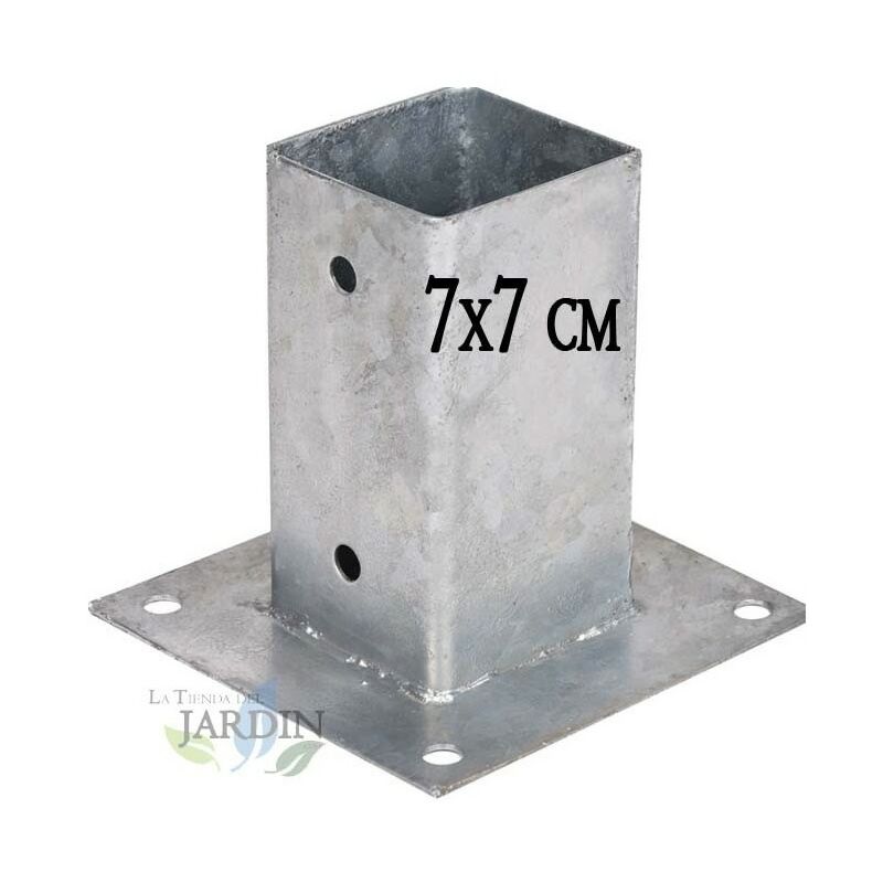 Suinga - 5 x Ancrage métallique carré 7x7 cm, base 15x15 cm Support d'ancrage à Visser pour Poteau pour Béton, Clôtures, Gazebos