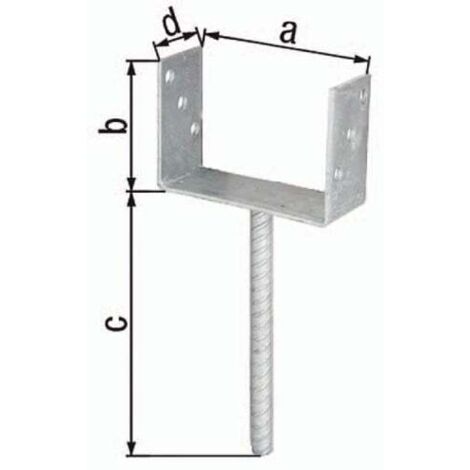Ancre de poteau en U à bétonner 71 x 100 mm galvanisé – Acier brut résistant à la corrosion – Fixation durable pour installations extérieures – Alberts