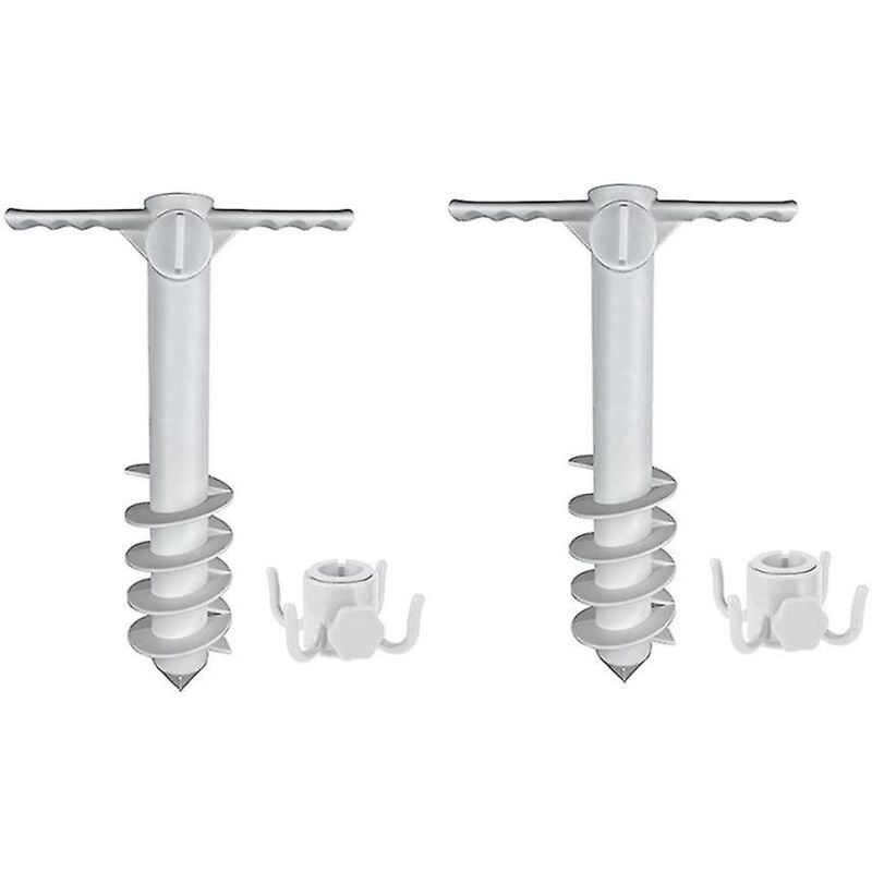 Ancre de sable pour parasol de plage 2 pièces, accessoires de plage - base de parasol avec vis à 5 spirales, Beach Essent