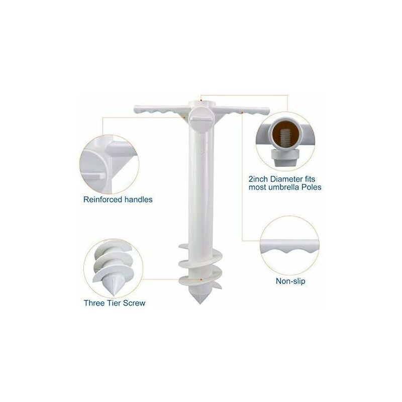 Ancre de sable pour parasol de plage, supports de parapluie robustes, livré avec un crochet de suspension pour parasol de plage, taille unique pour