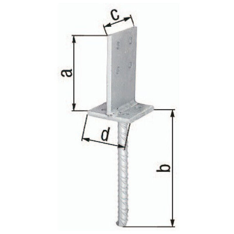 Alberts - Support poteau 130x200x80x80mm Acier brut, galvanisé à chaud