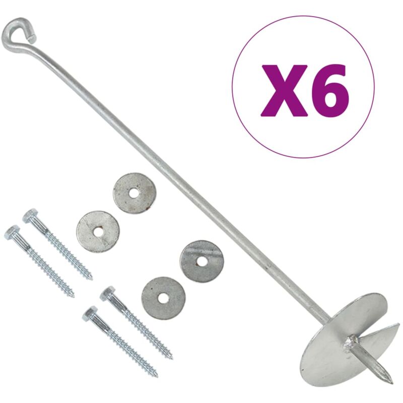 Vidaxl - Ancres de terre 6 pcs 10x60 cm Métal galvanisé