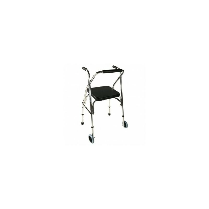 

Andador | Aluminio | Plegable | Asiento y respaldo | 2 ruedas | Plateado | Compostela | Mobiclinic