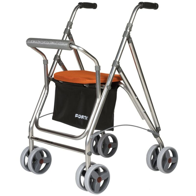 

Andador con asiento | Aluminio | 4 ruedas | Naranja | Kanguro HD | FORTA