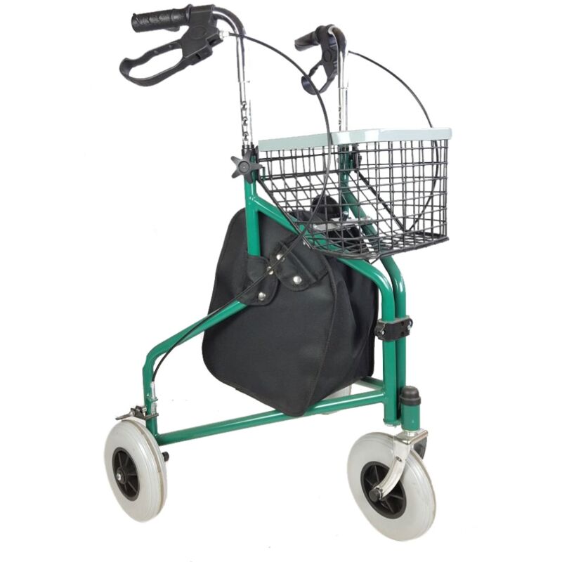 

Mobiclinic - Andador para ancianos | Plegable | Freno en manetas | 3 ruedas | Cesta | Verde | Caleta