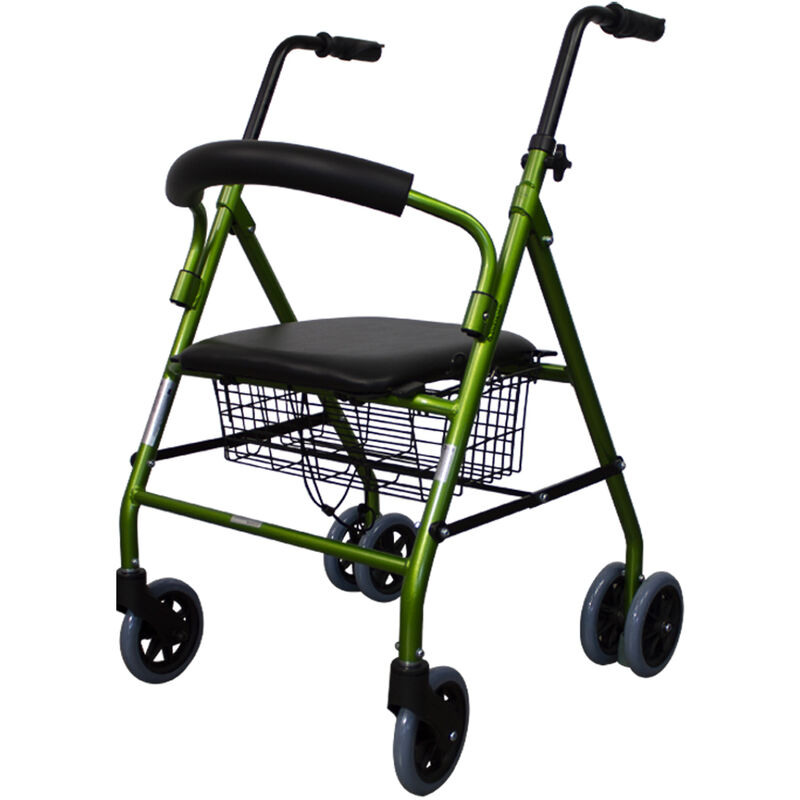 

Andador plegable | Asiento y respaldo | Aluminio | Cesta | Para ancianos | Verde | Prado | Mobiclinic