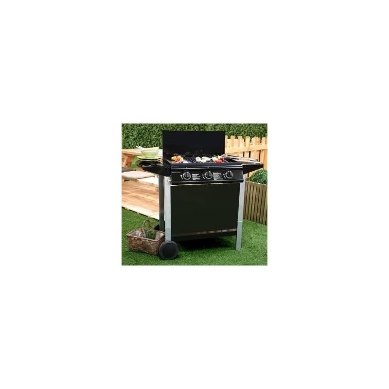 ANDALOUCIA BARBECUE GAZ 3 BRÛLEURS SUR CHARIOT GRILL GARDEN ANDALOUCIA Barbecue a gaz 3 brûleurs sur chariot Fonte