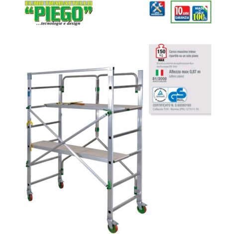 Andamio completo de aluminio altura de trabajo 2,80m - FACAL - con 2 mesas + bolsa - PIEGO