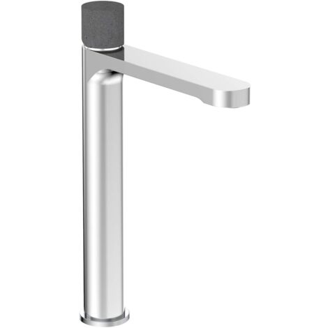 Andemen 19B03HC 2HG - Rubinetto monocomando per lavabo, canna alta per bagno, finitura cromata con leva in cemento. Collezione Honolulu