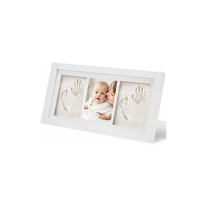 Andenken Baby Hand- und Fußabdrücke, ungiftiger weißer Ton, hölzerner Baby-Fuß-Druck-Rahmen, perfektes Baby-Dusche-Geschenk für Baby-Dusche-Liste