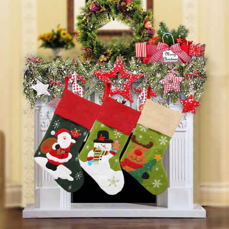 Andere Weihnachtsdekoration, 3er-Set personalisierte Weihnachtsstrümpfe mit Namen, Familienornament für Weihnachtsdekoration