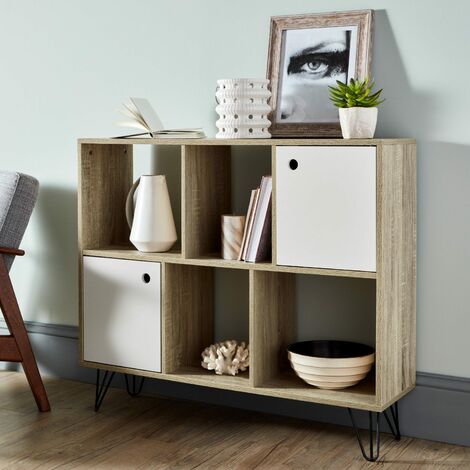 main image of "Anderson cube storage unit - Oak effect with white cupboards - Natural/ white"