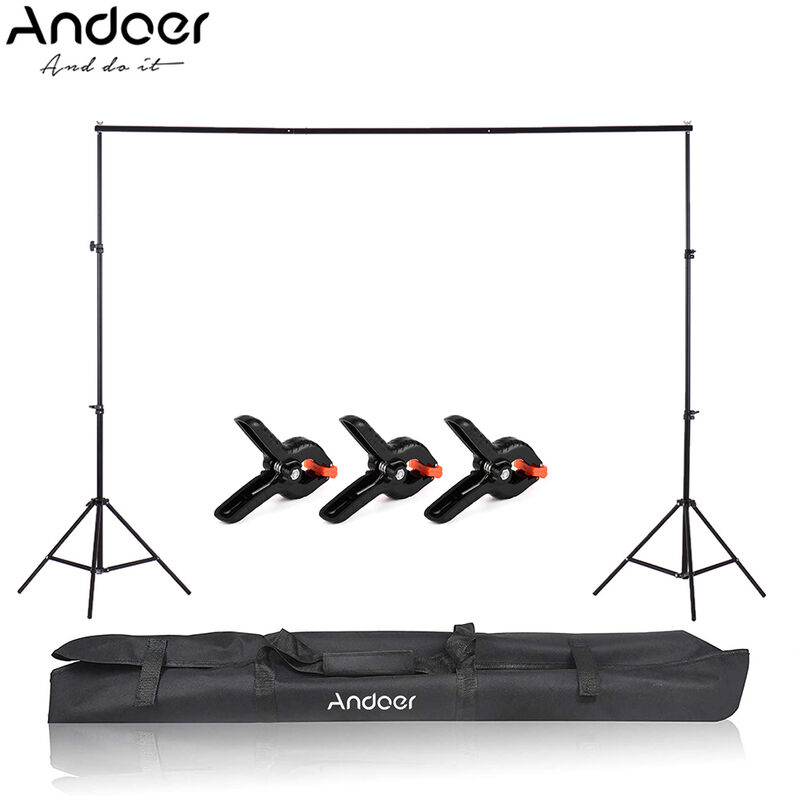 

Andoer 2 * 2m / 6.6 * 6.6ft Soporte de soporte de fondo de estudio Aleacion de aluminio Sistema de soporte de fondo de fotografia ajustable con bolsa