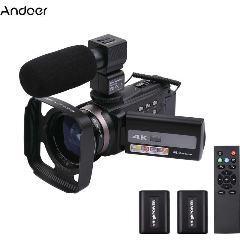 

4K 60FPS Camara de video digital Ultra HD Videocamara DV 48MP 16X Zoom Pantalla tactil LCD giratoria de 3 pulgadas Compartir WiFi Vision nocturna por