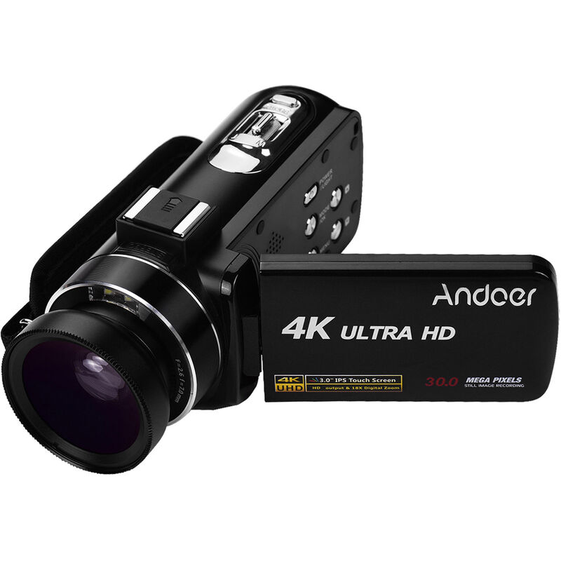 

4K Ultra HD Handheld DV Camara de video digital profesional con sensor CMOS Videocamara con lente gran angular 0.45X con montaje de zapata macro para