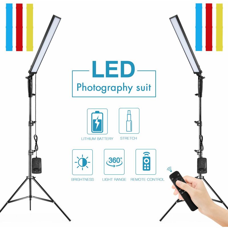 

Andoer-2 - Andoer BH-20H Kit de luz LED para fotografia de mano con 2 * Luz LED / 2 * Adaptador de corriente / 1 * Control remoto / Soporte de luz 2