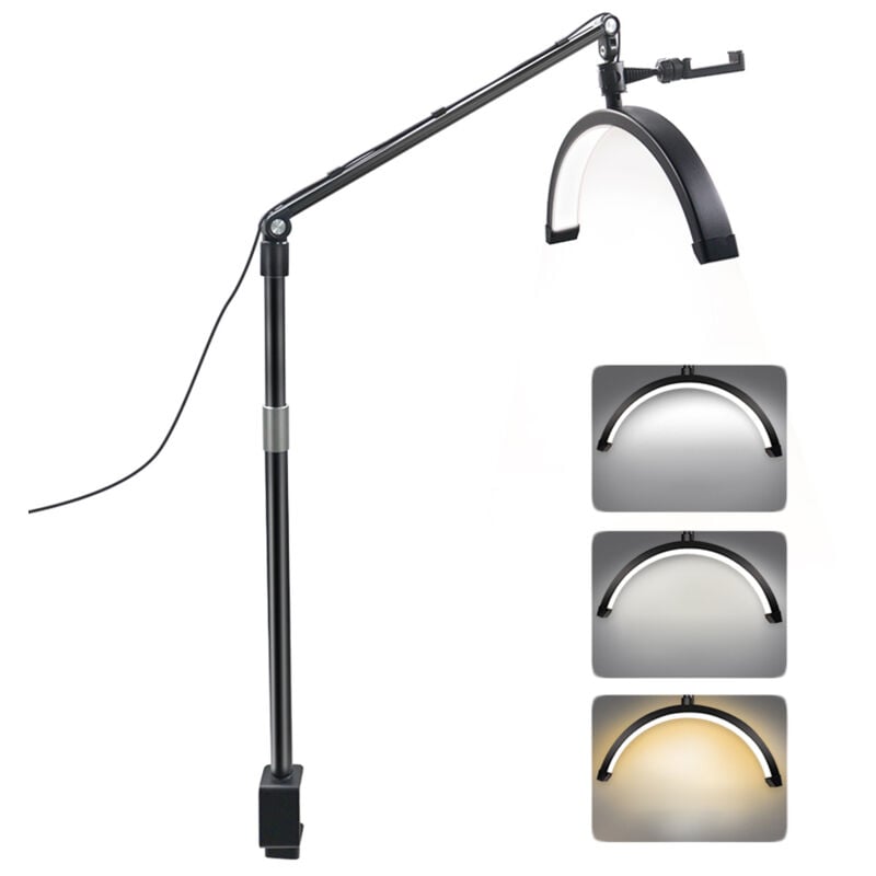 Image of Meterk - andoer HD-M30X 36W Halbmond-LED-Bürobeleuchtung schwarz 100V-240V Europäische Vorschriften