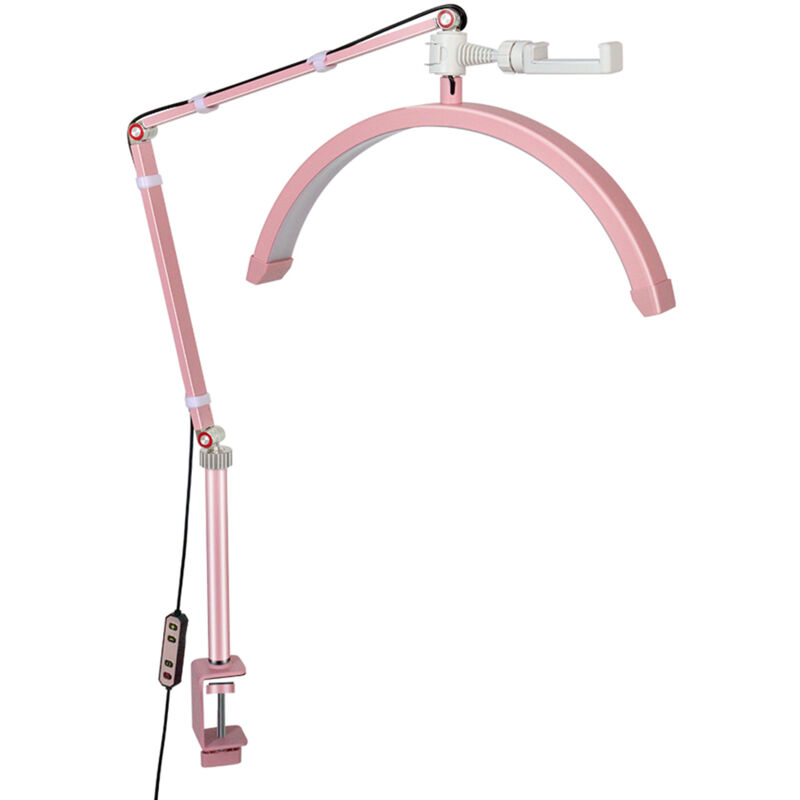 Decdeal - Andoer HD-M3X Lampe vidéo led de bureau en forme de demi-lune 3000 K-6000 k à intensité variable avec support de bureau à pince en c en