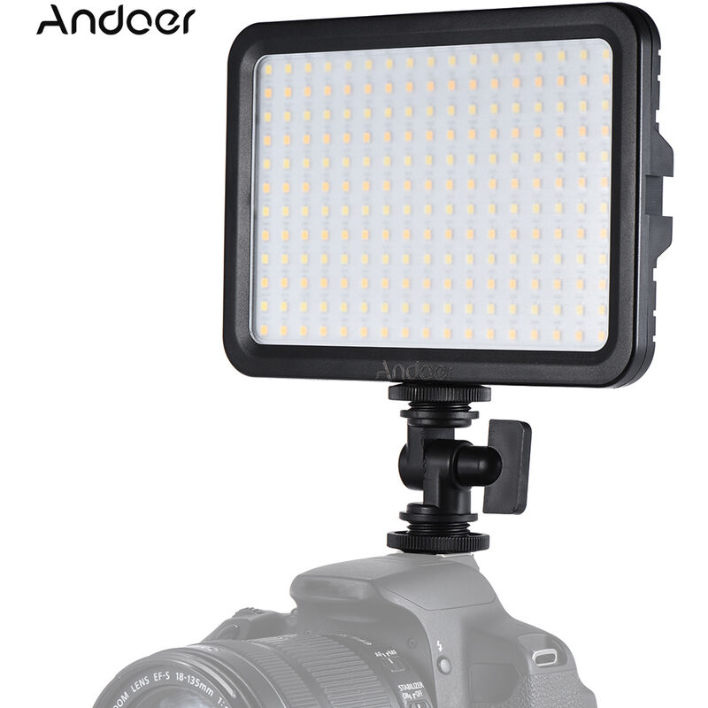 

Andoer LED204 Luz de relleno de luz de video LED con 204 piezas de perlas de lampara Atenuacion continua 3300K-5600K Temperatura bicolor CRI90 para