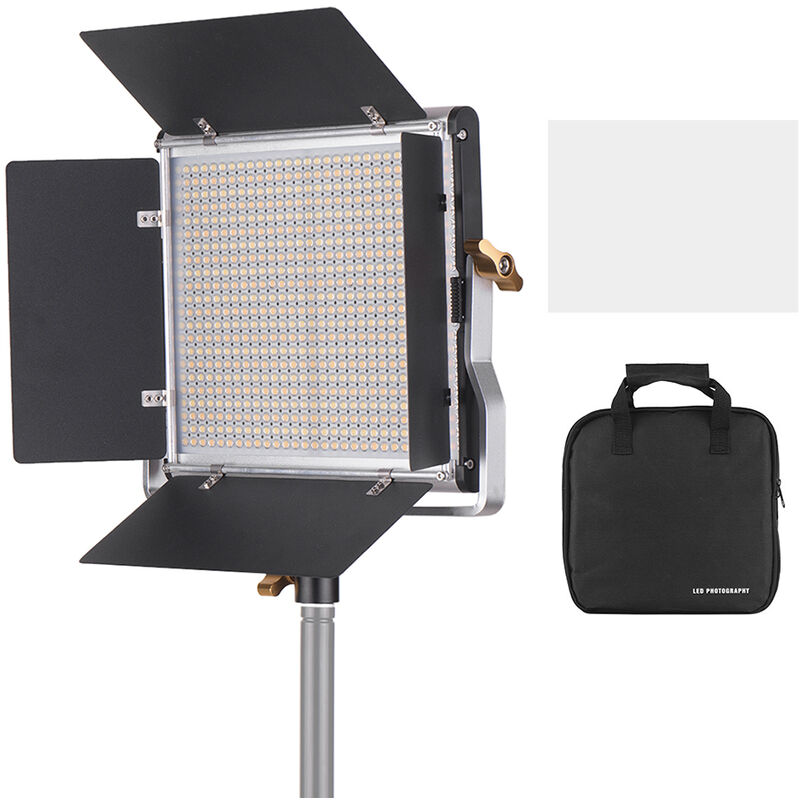 

Andoer Professional LED Video Light Regulable 660 Bombillas LED Panel de luz bicolor 3200-5600K CRI 85+ con soporte en U y kit de iluminacion