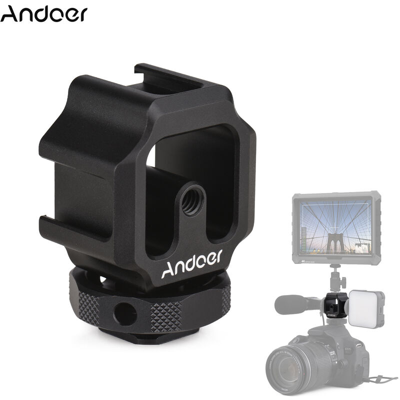 

Andoer - Soporte adaptador de montaje de zapata triple para frio, aleacion de aluminio ligero, extension de montaje para zapata fria para camara DSLR