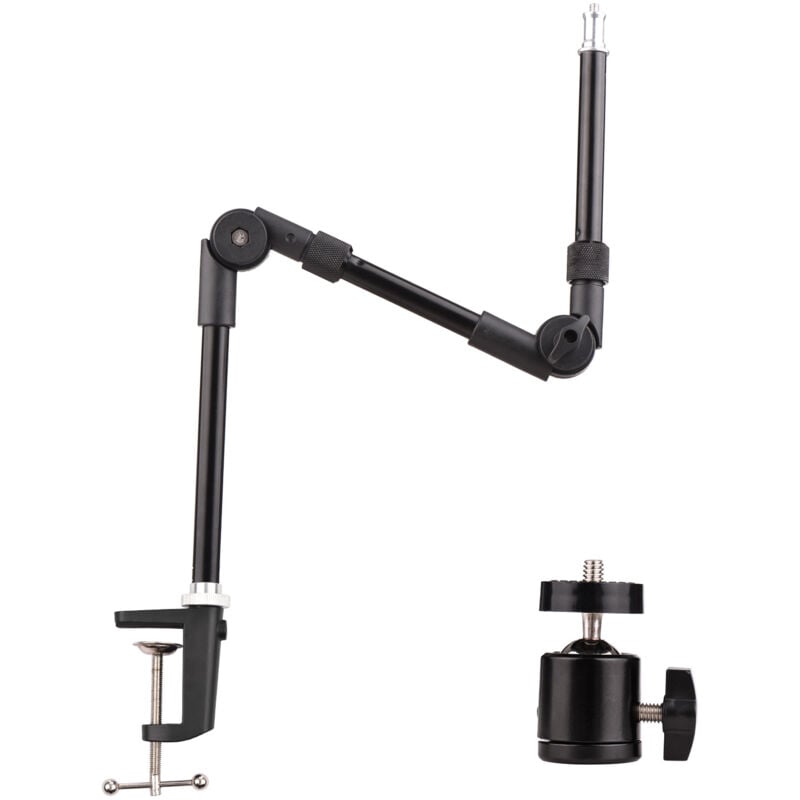 Andoer ST-01 Support de bureau flexible et pliable en métal avec adaptateur à rotule à vis 1/4' Capacité de charge de 3 kg pour éclairage de