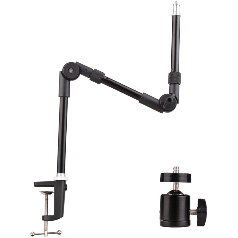 Andoer ST-01 Support de bureau flexible et pliable en métal avec adaptateur à rotule à vis 1/4' Capacité de charge de 3 kg pour éclairage de