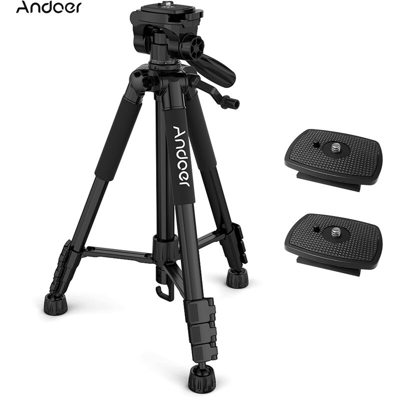 

Andoer TTT-663N 57.5 pulgadas Tripode de camara liviano de viaje Tripode de telefono para videocamara DSLR SLR Fotografia Grabacion de video con