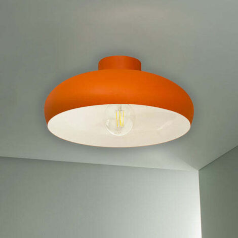 Andora Industrielle Deckenleuchte aus Orange Metall Handbemalt - Vintage Kronleuchter E27 Ø40 cm für Wohnzimmer, Schlafzimmer oder Esszimmer