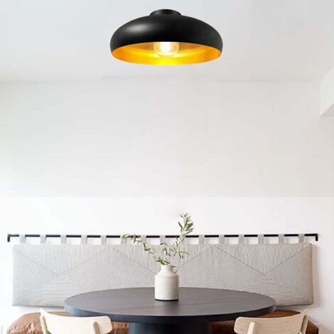 Andora Plafonnier Industriel en Métal Noir Peint à La Main - Lustre Vintage E27 Ø40 cm Pour Salon, Chambre ou Salle à Manger