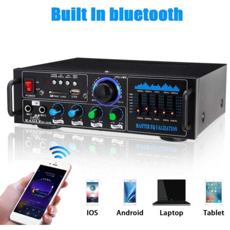 Andowl - Amplificatore Audio 2x70w Funzione Karaoke Fm/bluetoothmp3/usb/bluetooth Q-gf289 -