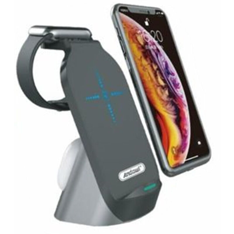 Andowl - Caricabatterie Supporto Di Ricarica Rapida Wireless 20w 3in1 Smartphone Smartwatch Q-wx600 -