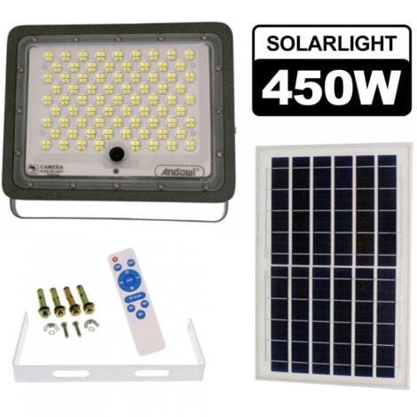 Andowl - Lampada Stradale 450w Led Con Pannello Solare Proiettore Ip Camera Wifi Q-sx77 -