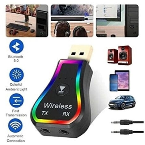 Andowl - Mini Ricevitore Audio Usb Wireless Bluetooth 5.0 Aux Stereo Rgb Led Light Q-tr31 -