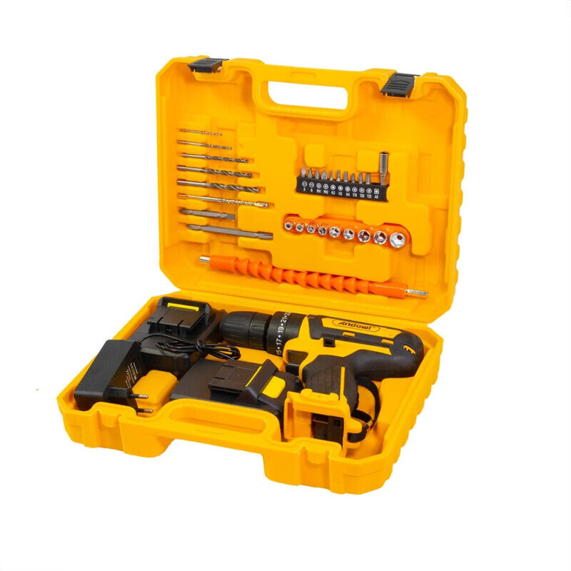 Andowl - Set Trapano Avvitatore Cacciavite Di Perforazione A Batteria Elettrico Con Valigetta Q-1983 -